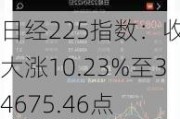 日经225指数：收盘大涨10.23%至34675.46点