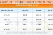 中电电机：预计2024年上半年净利润约为-2160万元