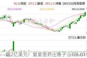 超2亿美元！复星医药出售子公司6.01%股权