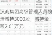 汉商集团高级管理人员魏泽清增持3000股，增持金额2.61万元