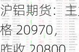 沪铝期货：主力价格 20970，昨收 20800