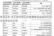 麦加芯彩:关于使用部分闲置募集资金临时补充流动资金的公告