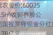 冠农股份(600251.SH)收到参股公司国投罗钾现金分红款3.78亿元