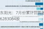 东阳光：7月份累计回购股份6283084股