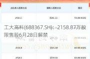 工大高科(688367.SH)：2158.87万股限售股6月28日解禁