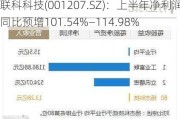 联科科技(001207.SZ)：上半年净利润同比预增101.54%―114.98%