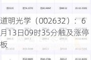 道明光学（002632）：6月13日09时35分触及涨停板