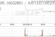 南方路机（603280）：6月13日13时23分触及涨停板