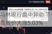 马林银行盘中异动 下午盘股价大涨5.03%