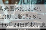 紫光国微(002049.SZ)拟10股派6.8元 于6月24日除权除息