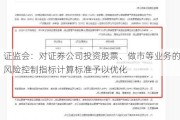 证监会：对证券公司投资股票、做市等业务的风险控制指标计算标准予以优化