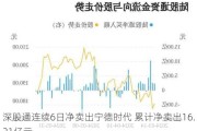 深股通连续6日净卖出宁德时代 累计净卖出16.21亿元