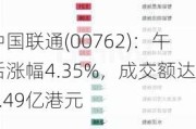 中国联通(00762)：午后涨幅4.35%，成交额达4.49亿港元