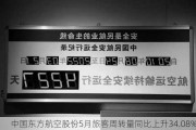 中国东方航空股份5月旅客周转量同比上升34.08%