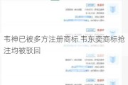 韦神已被多方注册商标 韦东奕商标抢注均被驳回