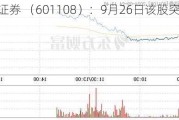 财通证券 （601108）：9月26日该股突破长期盘整