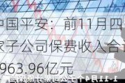 中国平安：前11月四家子公司保费收入合计7963.96亿元