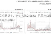 豆粕期货主力合约大跌2.56%：巴西出口量下滑，国内库存攀升