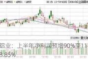 中国铝业：上半年净利润预增90%至114%，股价涨8.85%