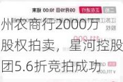 惠州农商行2000万股股权拍卖，星河控股集团5.6折竞拍成功