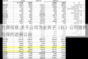 力源信息:关于公司为全资子（孙）公司提供担保的进展公告