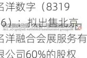 名洋数字（831946）：拟出售北京名洋融合会展服务有限公司60%的股权