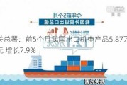 海关总署：前5个月我国出口机电产品5.87万亿元 增长7.9%