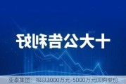 亚泰集团：拟以3000万元-5000万元回购股份