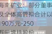 海南矿业：部分董事及全体高管拟合计以190万元-250万元增持股份