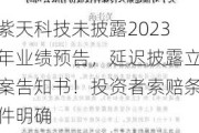 紫天科技未披露2023年业绩预告，延迟披露立案告知书！投资者索赔条件明确