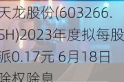 天龙股份(603266.SH)2023年度拟每股派0.17元 6月18日除权除息