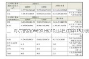 海尔智家(06690.HK)10月4日注销115万股