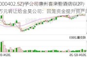 金融街(000402.SZ)子公司惠州喜来登酒店以27,489.05万元转让给金昊公司：回笼资金提升资产周转效率