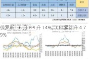 俄罗斯：6 月 PPI 升 14%，CPI 累计升 4.79%