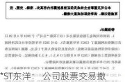 *ST东洋： 公司股票交易撤销退市风险警示及其他风险警示暨停复牌