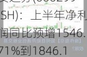 安迪苏(600299.SH)：上半年净利润同比预增1546.71%到1846.11%