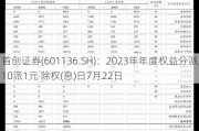 首创证券(601136.SH)：2023年年度权益分派10派1元 除权(息)日7月22日