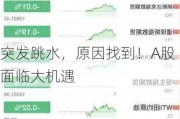 突发跳水，原因找到！A股面临大机遇