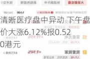 清晰医疗盘中异动 下午盘股价大涨6.12%报0.520港元