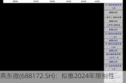 燕东微(688172.SH)：拟推2024年限制性股票激励***