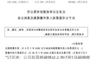 *ST洪涛：公司股票将被终止上市 7月1日起停牌