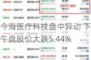 今海医疗科技盘中异动 下午盘股价大跌5.44%