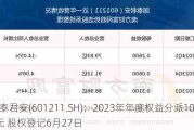 国泰君安(601211.SH)：2023年年度权益分派10派4元 股权登记6月27日