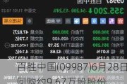 百胜中国(09987)6月28日回购约9.67万股股份