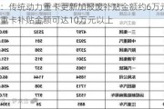 重卡：传统动力重卡更新加报废补贴金额约6万元 新能源重卡补贴金额可达10万元以上