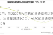 AI应用：到2027年AI手机的渗透率将达到40%，出货量超过5亿台，AI PC的渗透率将达到85%