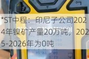 *ST中程：印尼子公司2024年镍矿产量20万吨，2025-2026年为0吨