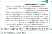 正威新材(002201.SZ)：2023年年度权益分派10派0.05元 除权除息日7月26日