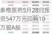 泰格医药5月28日斥资547万元回购10万股A股