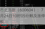 市北高新（600604）：7月24日10时05分触及涨停板